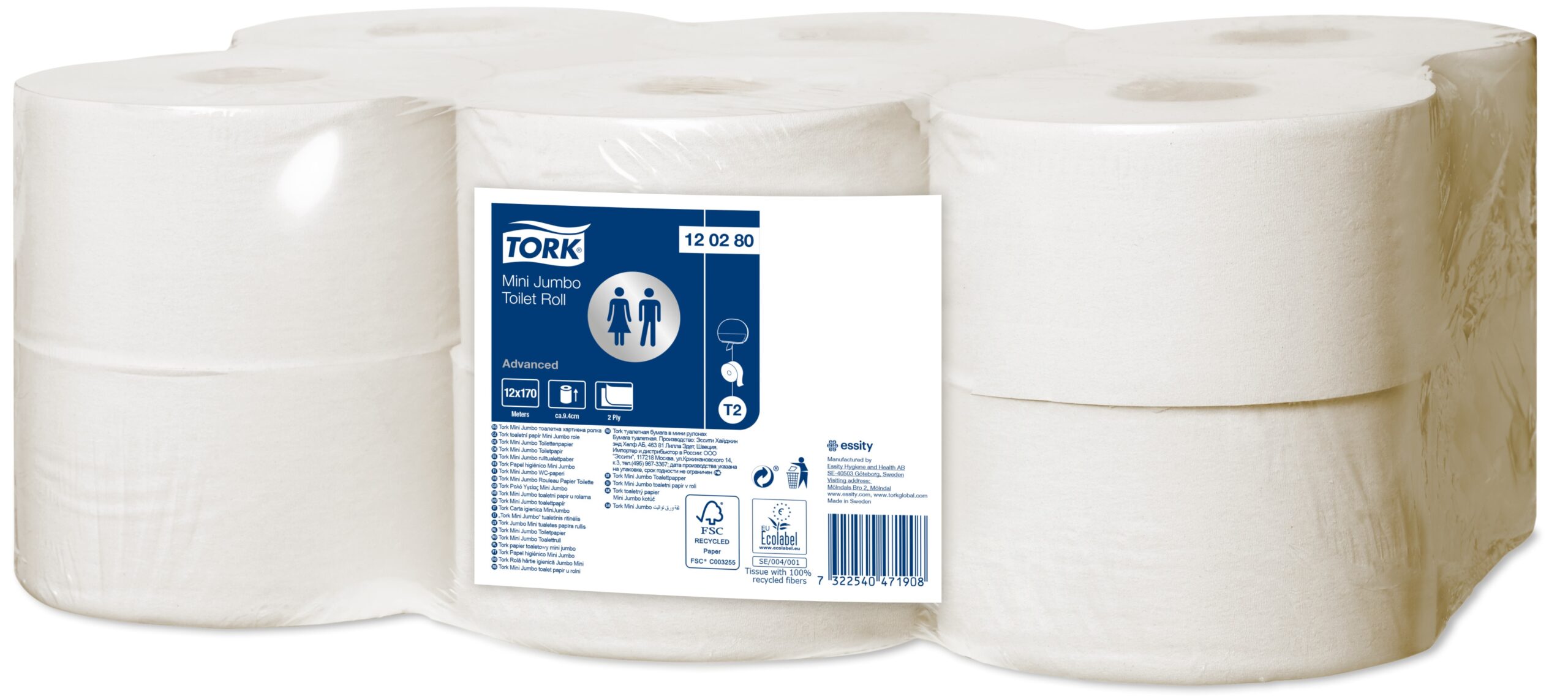 Tork Mini Jumbo WC-paperi valkoinen T2
